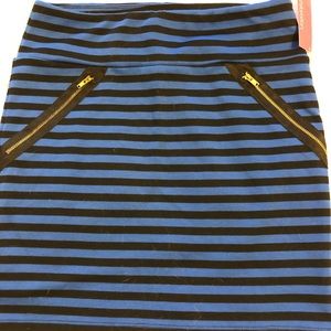 black and blue stripped skirt